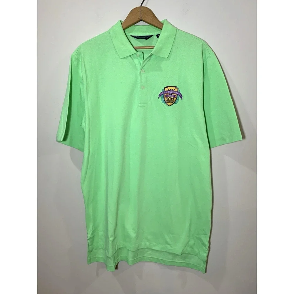 Polo Golf Ralph Lauren Shirt Mens Large Green Black Enterprise Pepsi 100% Cotton